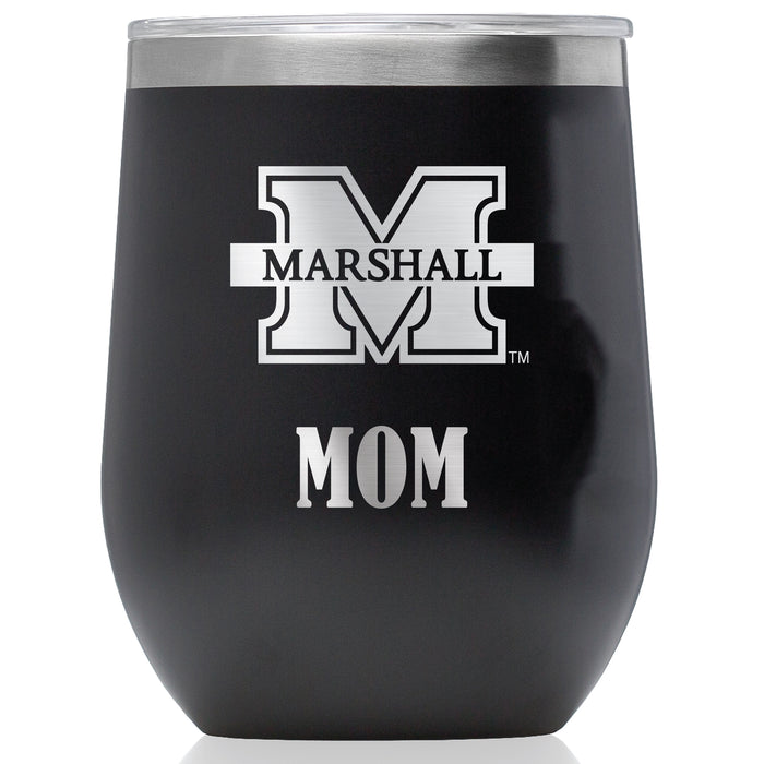 Corkcicle Stemless Wine Glass with Marshall Thundering Herd Mom Primary Logo