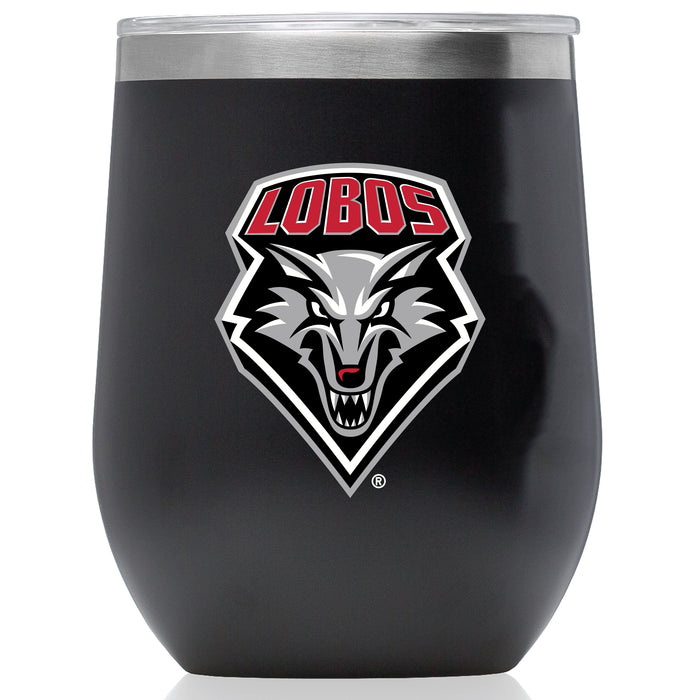 Corkcicle Stemless Wine Glass with New Mexico Lobos Primary Logo