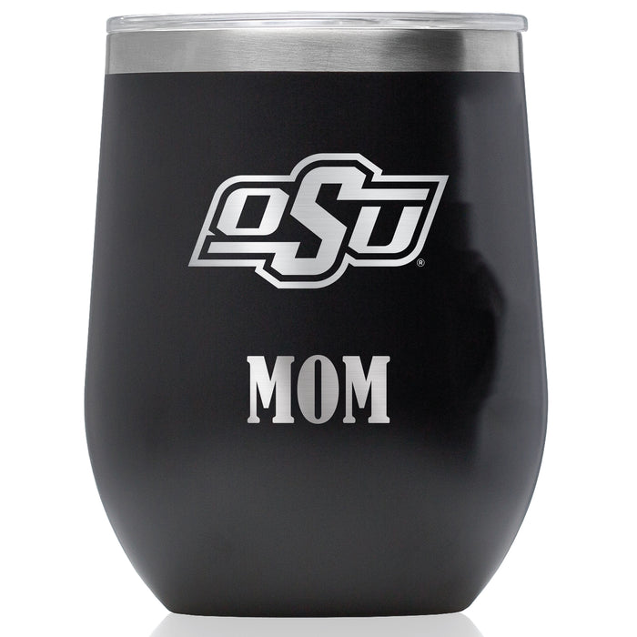 Corkcicle Stemless Wine Glass with Oklahoma State Cowboys Mom Primary Logo