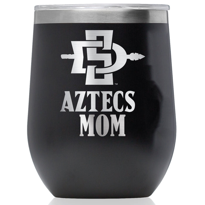 Corkcicle Stemless Wine Glass with San Diego State Aztecs Mom Primary Logo