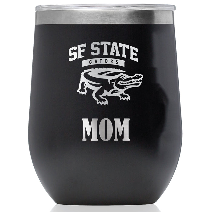 Corkcicle Stemless Wine Glass with San Francisco State U Gators Mom Primary Logo