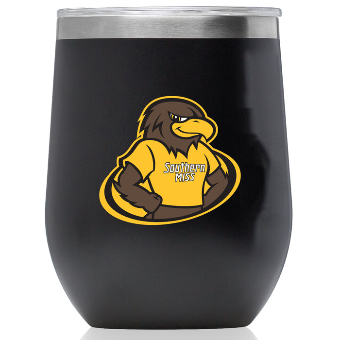 Corkcicle Stemless Wine Glass with Southern Mississippi Golden Eagles Secondary Logo