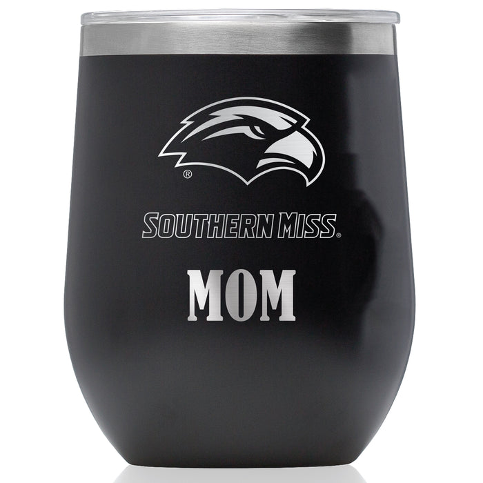 Corkcicle Stemless Wine Glass with Southern Mississippi Golden Eagles Mom Primary Logo