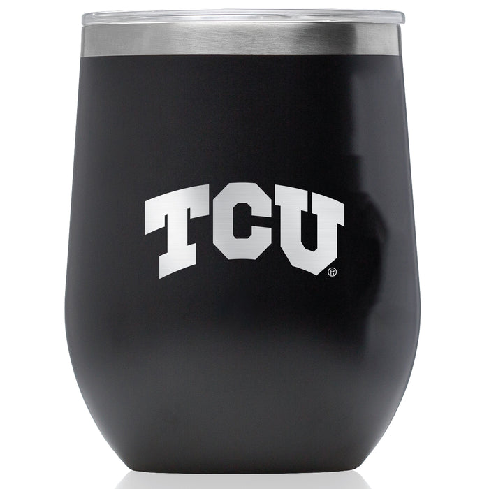 Corkcicle Stemless Wine Glass with Texas Christian University Horned Frogs Primary Logo