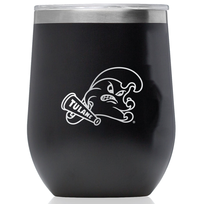 Corkcicle Stemless Wine Glass with Tulane Green Wave Primary Logo