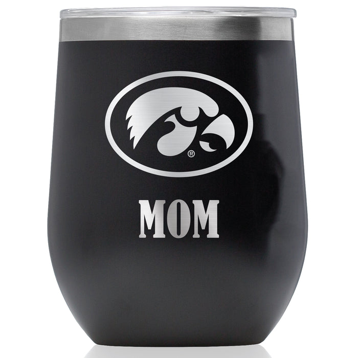 Corkcicle Stemless Wine Glass with Iowa Hawkeyes Mom Primary Logo