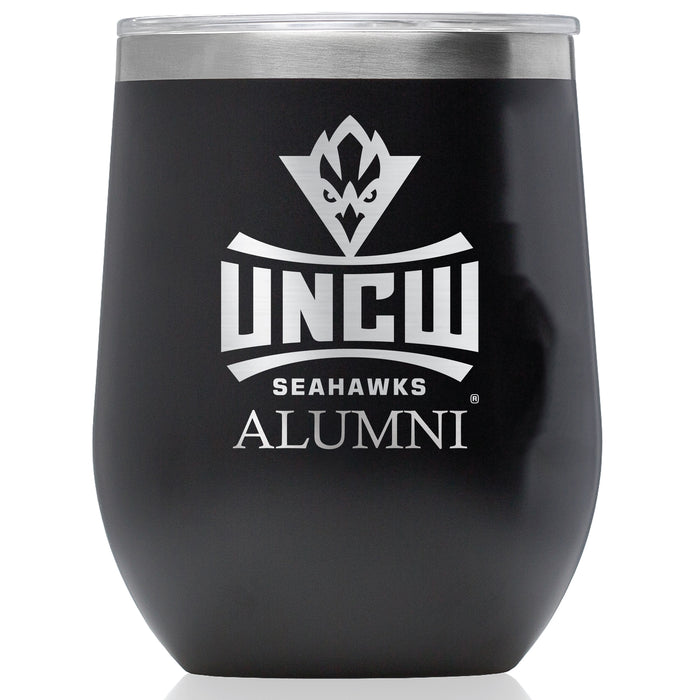 Corkcicle Stemless Wine Glass with UNC Wilmington Seahawks Alumnit Primary Logo