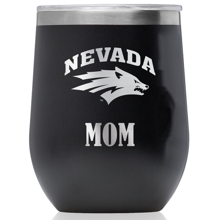 Corkcicle Stemless Wine Glass with Nevada Wolf Pack Mom Primary Logo