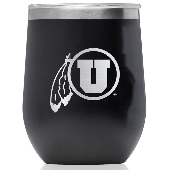 Corkcicle Stemless Wine Glass with Utah Utes Primary Logo