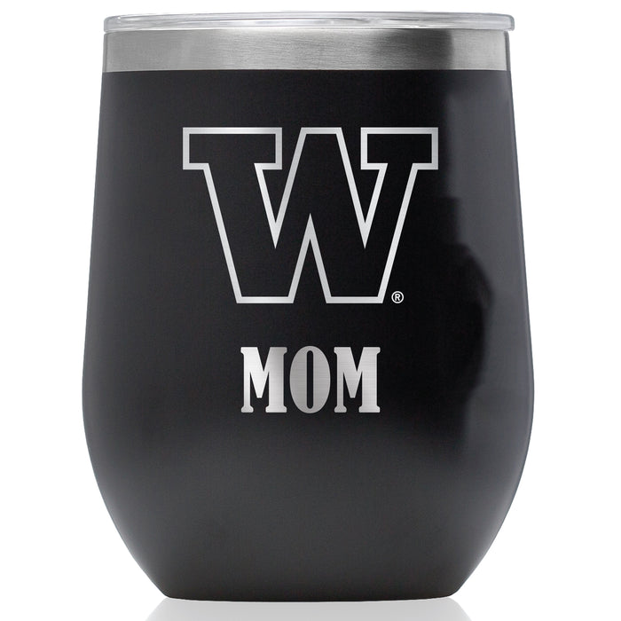 Corkcicle Stemless Wine Glass with Washington Huskies Mom Primary Logo
