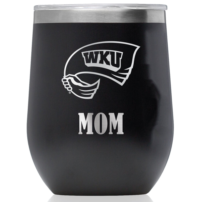Corkcicle Stemless Wine Glass with Western Kentucky Hilltoppers Mom Primary Logo