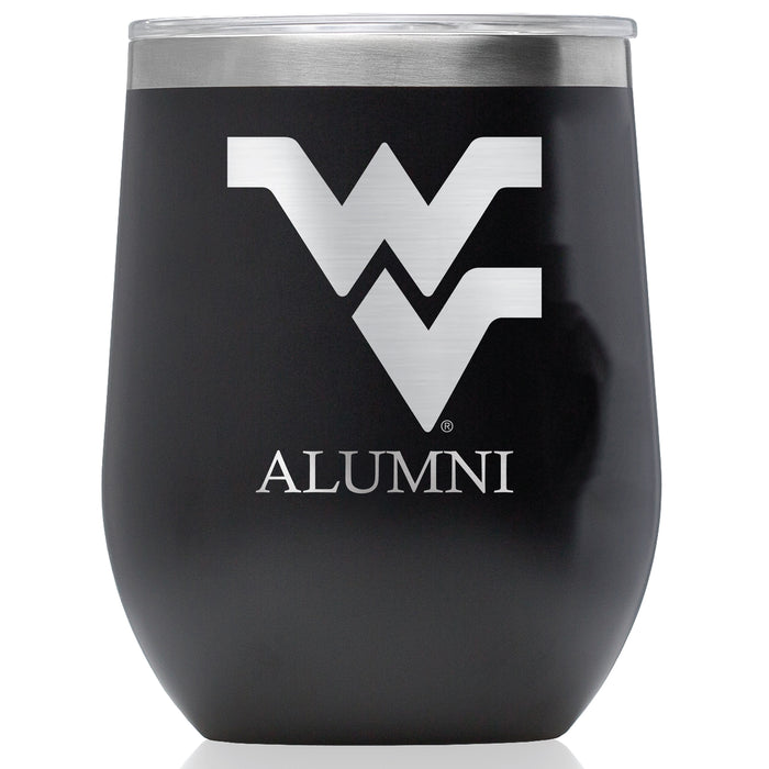 Corkcicle Stemless Wine Glass with West Virginia Mountaineers Alumnit Primary Logo