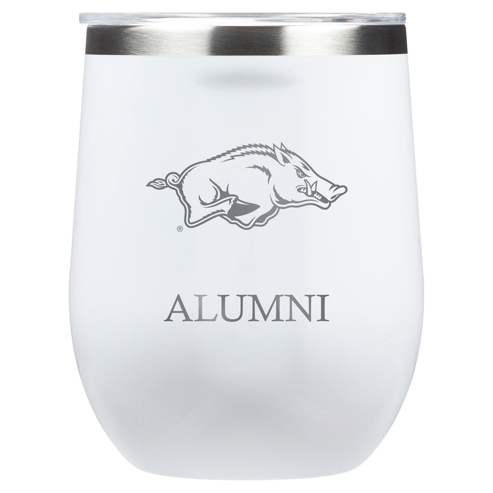 Corkcicle Stemless Wine Glass with Arkansas Razorbacks Alumnit Primary Logo