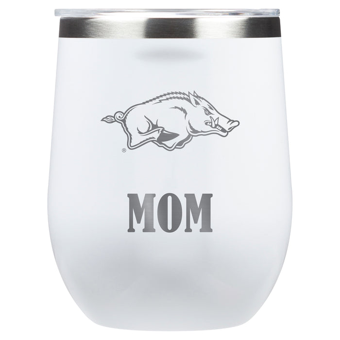 Corkcicle Stemless Wine Glass with Arkansas Razorbacks Mom Primary Logo