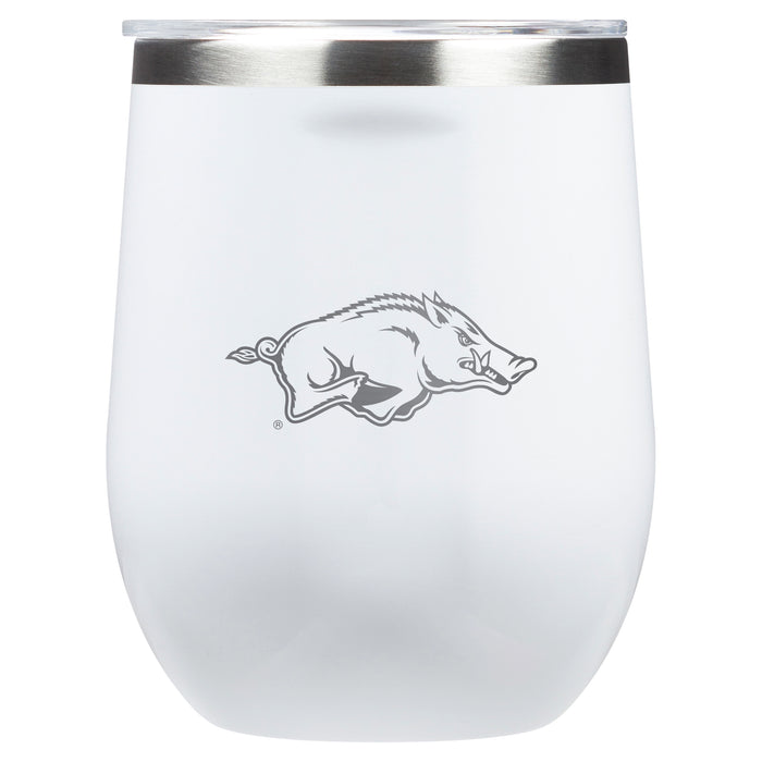 Corkcicle Stemless Wine Glass with Arkansas Razorbacks Primary Logo