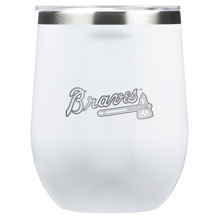 Corkcicle Stemless Wine Glass with Atlanta Braves Wordmark Etched Logo