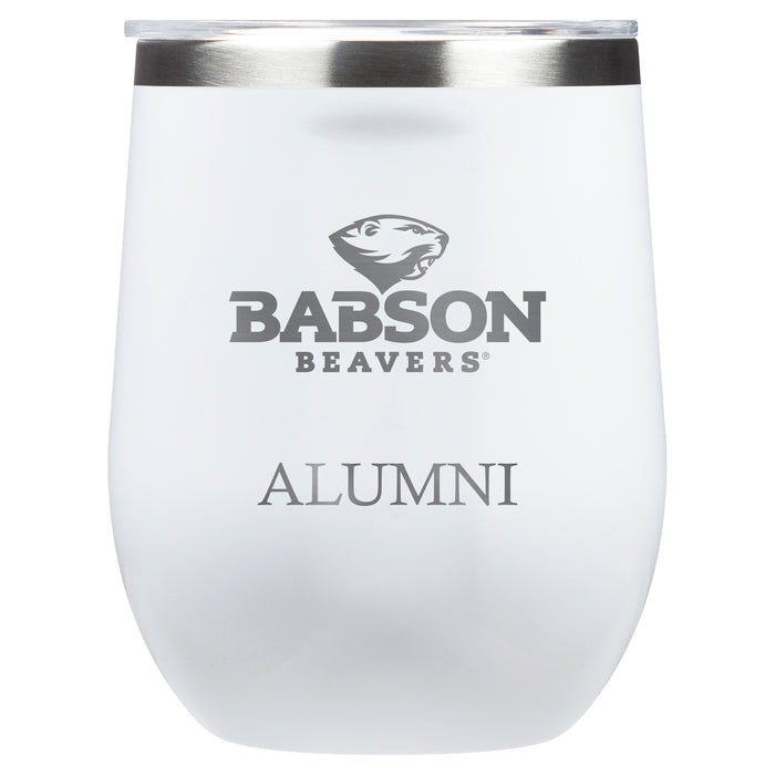 Corkcicle Stemless Wine Glass with Babson University Alumnit Primary Logo