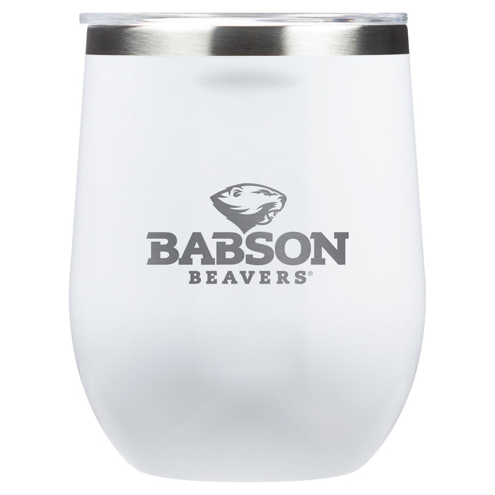 Corkcicle Stemless Wine Glass with Babson University Primary Logo