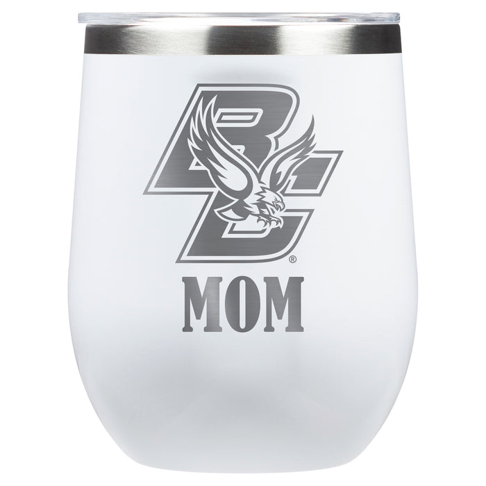 Corkcicle Stemless Wine Glass with Boston College Eagles Mom Primary Logo