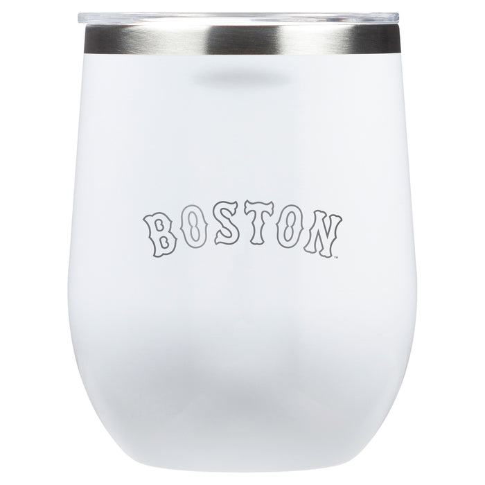 Corkcicle Stemless Wine Glass with Boston Red Sox Wordmark Etched Logo