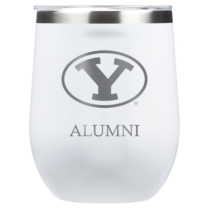 Corkcicle Stemless Wine Glass with Brigham Young Cougars Alumnit Primary Logo