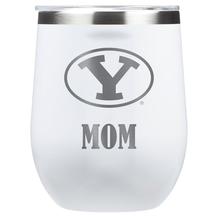 Corkcicle Stemless Wine Glass with Brigham Young Cougars Mom Primary Logo