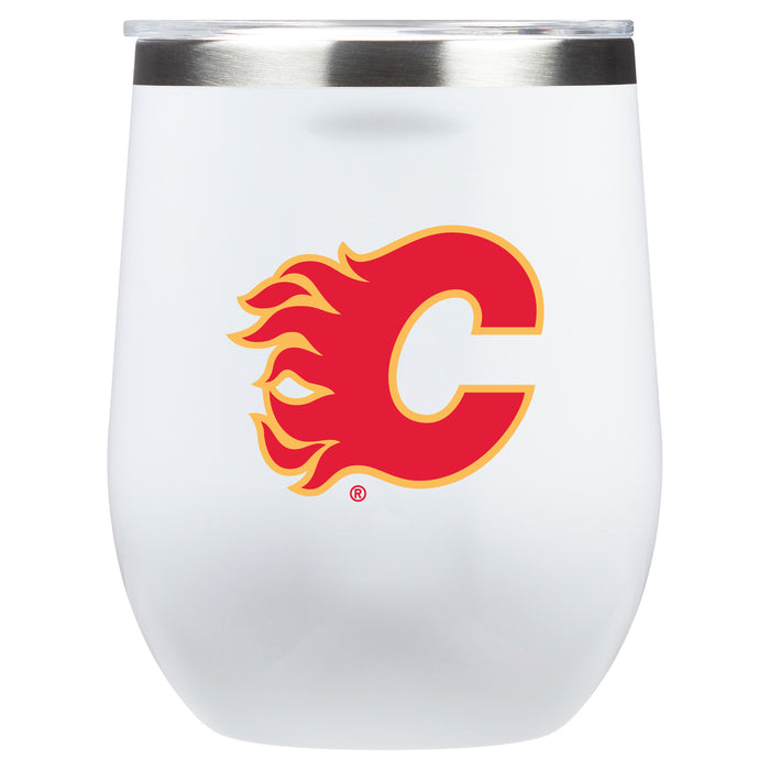 Corkcicle Stemless Wine Glass with Calgary Flames Primary Logo