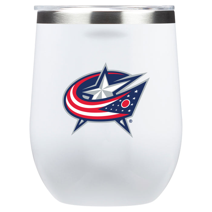 Corkcicle Stemless Wine Glass with Columbus Blue Jackets Primary Logo