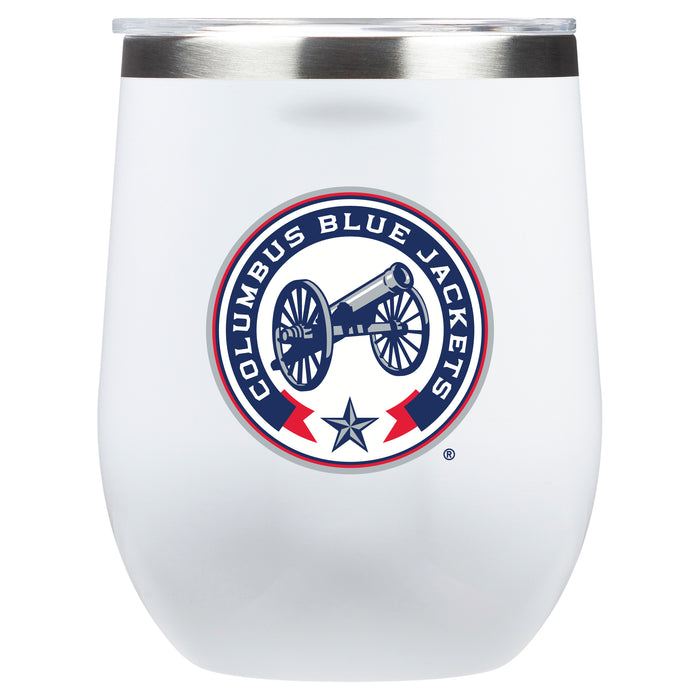 Corkcicle Stemless Wine Glass with Columbus Blue Jackets Secondary Logo