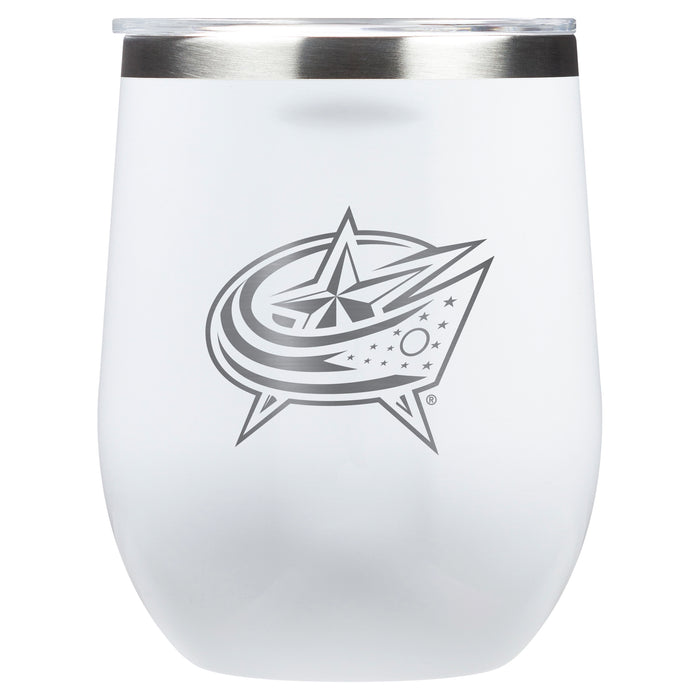 Corkcicle Stemless Wine Glass with Columbus Blue Jackets Primary Logo