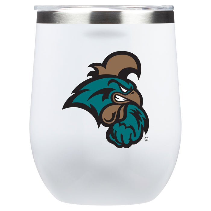 Corkcicle Stemless Wine Glass with Coastal Carolina Univ Chanticleers Primary Logo