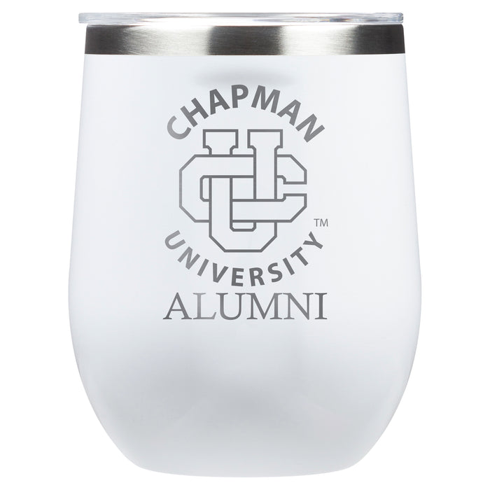 Corkcicle Stemless Wine Glass with Chapman Univ Panthers Alumnit Primary Logo