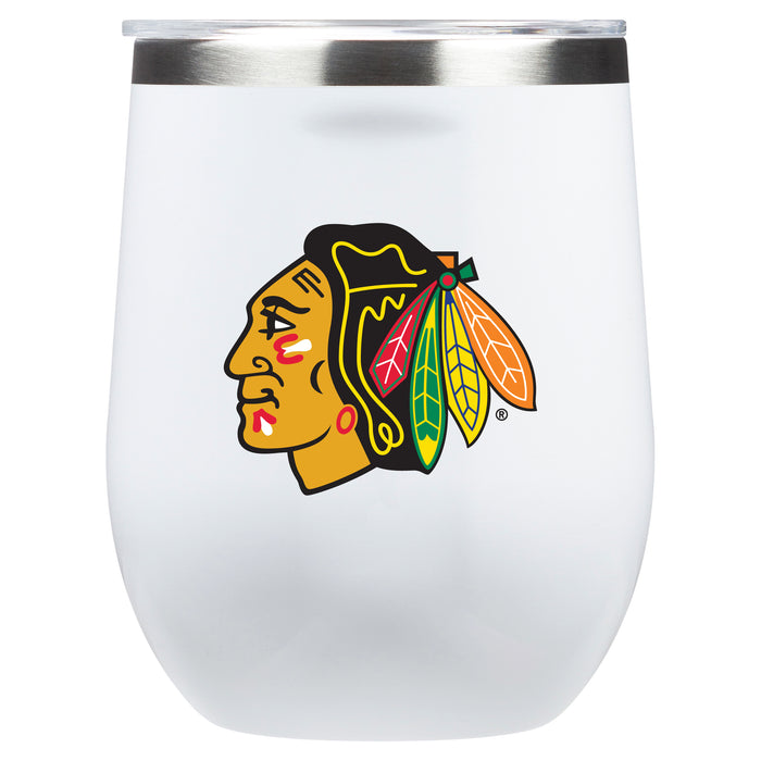 Corkcicle Stemless Wine Glass with Chicago Blackhawks Primary Logo