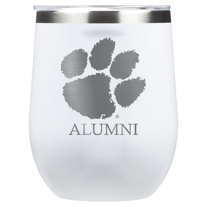 Corkcicle Stemless Wine Glass with Clemson Tigers Alumnit Primary Logo