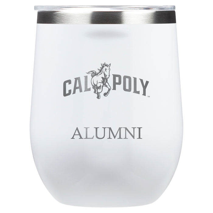 Corkcicle Stemless Wine Glass with Cal Poly Mustangs Alumnit Primary Logo