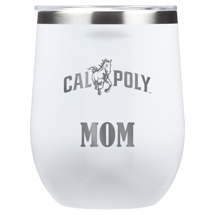 Corkcicle Stemless Wine Glass with Cal Poly Mustangs Mom Primary Logo