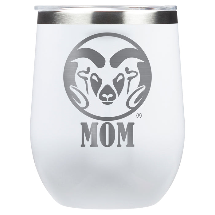 Corkcicle Stemless Wine Glass with Colorado State Rams Mom Primary Logo