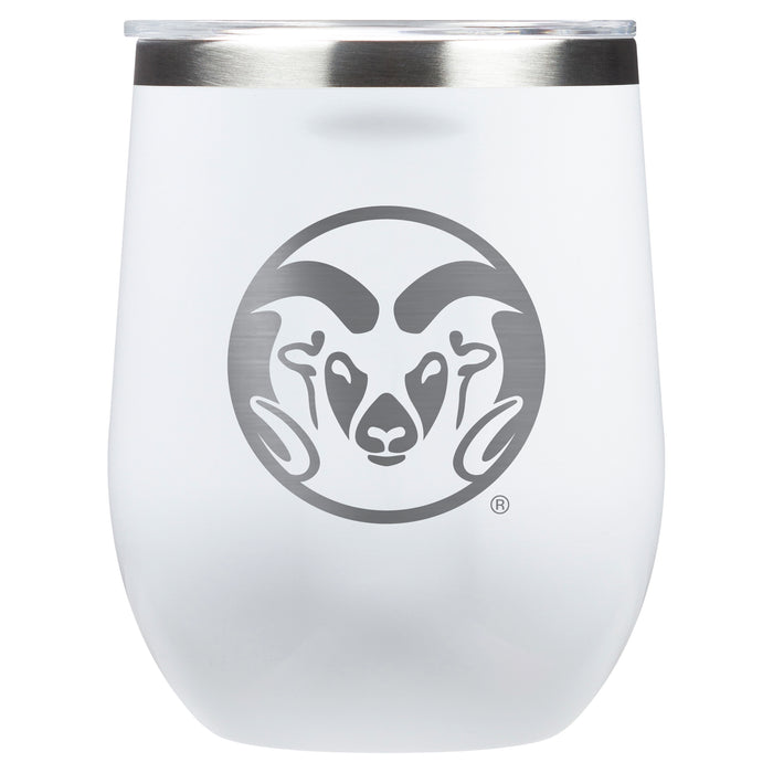 Corkcicle Stemless Wine Glass with Colorado State Rams Primary Logo