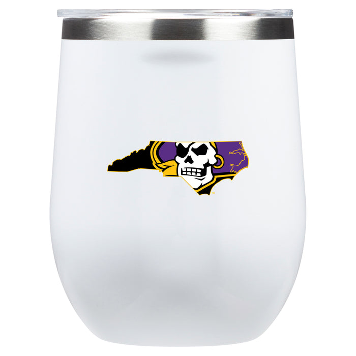 Corkcicle Stemless Wine Glass with East Carolina Pirates Secondary Logo