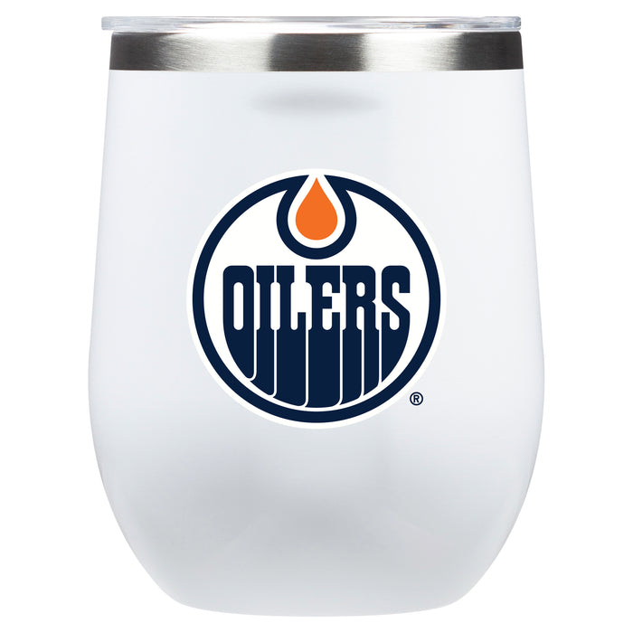 Corkcicle Stemless Wine Glass with Edmonton Oilers Primary Logo