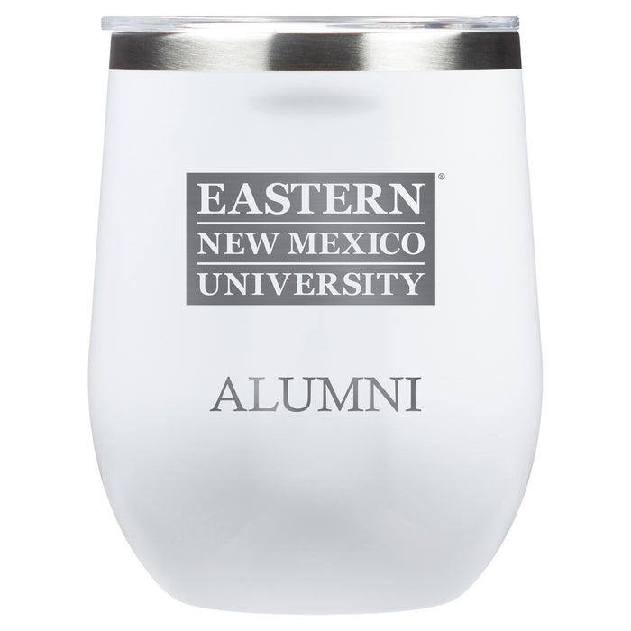 Corkcicle Stemless Wine Glass with Eastern New Mexico Greyhounds Alumnit Primary Logo