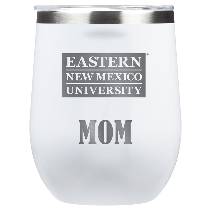 Corkcicle Stemless Wine Glass with Eastern New Mexico Greyhounds Mom Primary Logo