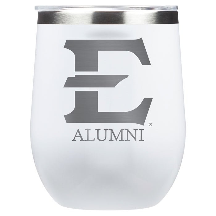 Corkcicle Stemless Wine Glass with Eastern Tennessee State Buccaneers Alumnit Primary Logo