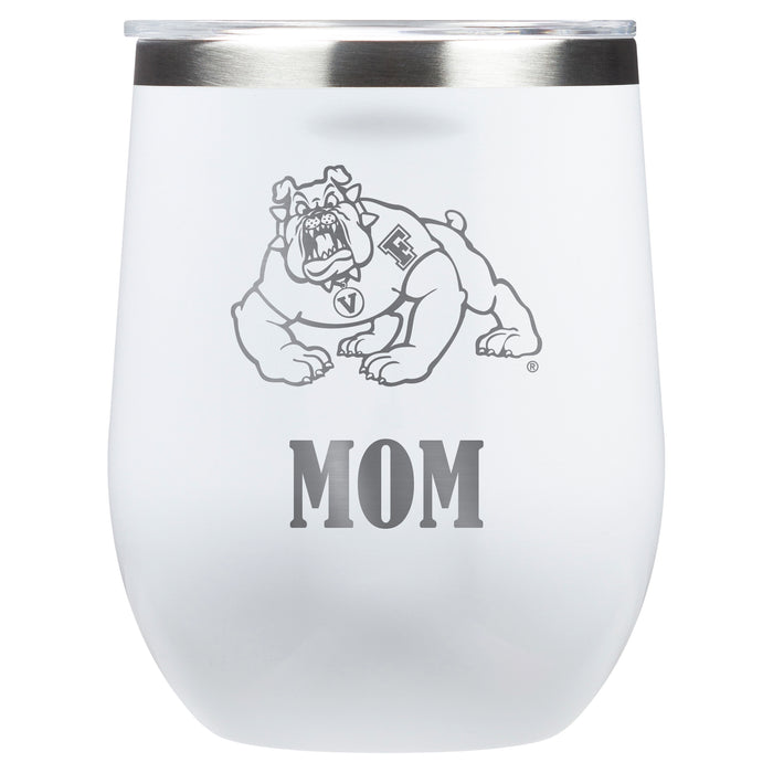 Corkcicle Stemless Wine Glass with Fresno State Bulldogs Mom Primary Logo