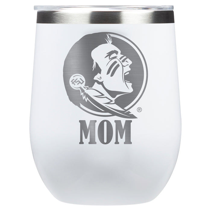 Corkcicle Stemless Wine Glass with Florida State Seminoles Mom Primary Logo