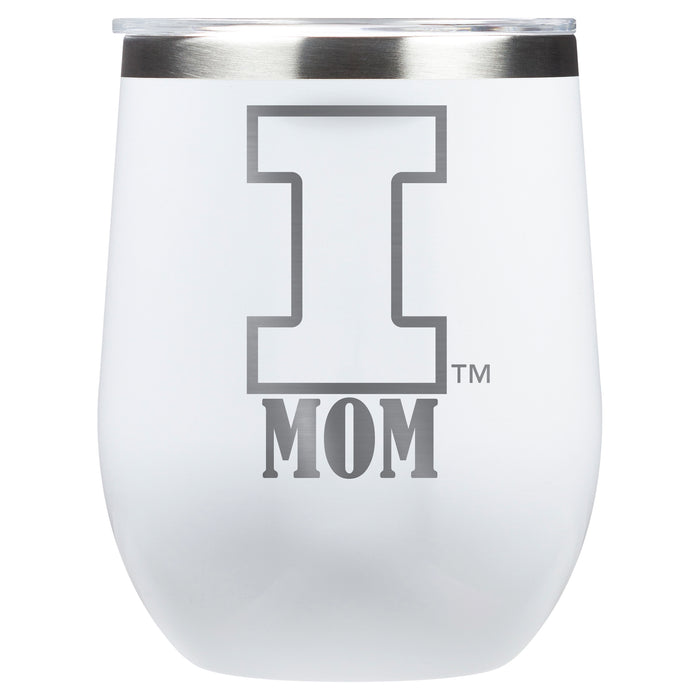 Corkcicle Stemless Wine Glass with Illinois Fighting Illini Mom Primary Logo