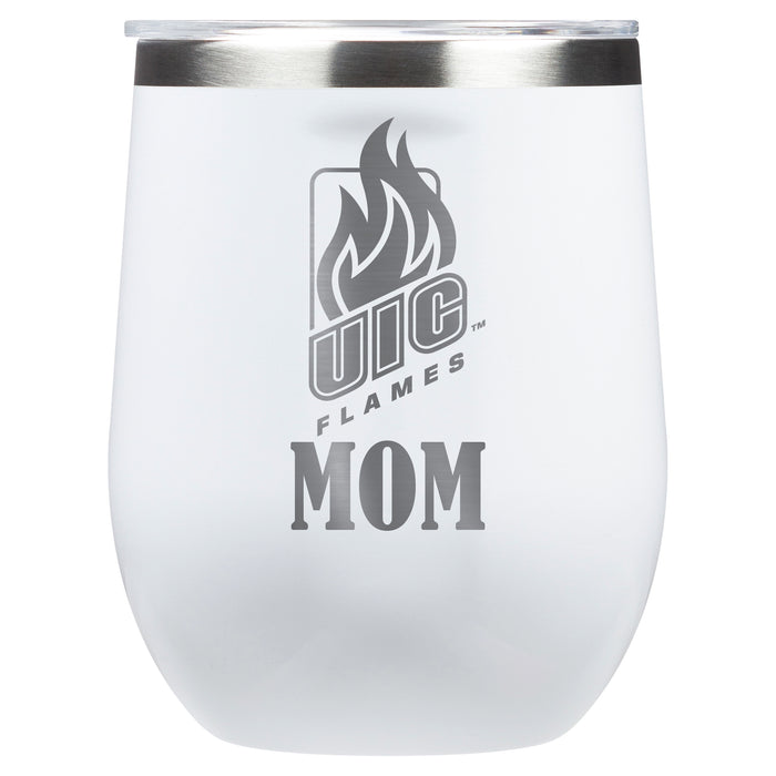 Corkcicle Stemless Wine Glass with Illinois @ Chicago Flames Mom Primary Logo