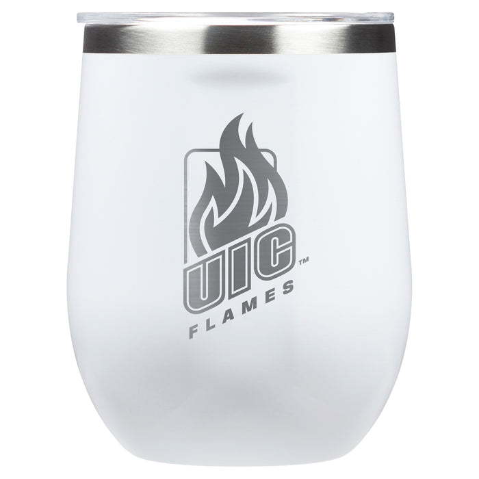 Corkcicle Stemless Wine Glass with Illinois @ Chicago Flames Primary Logo