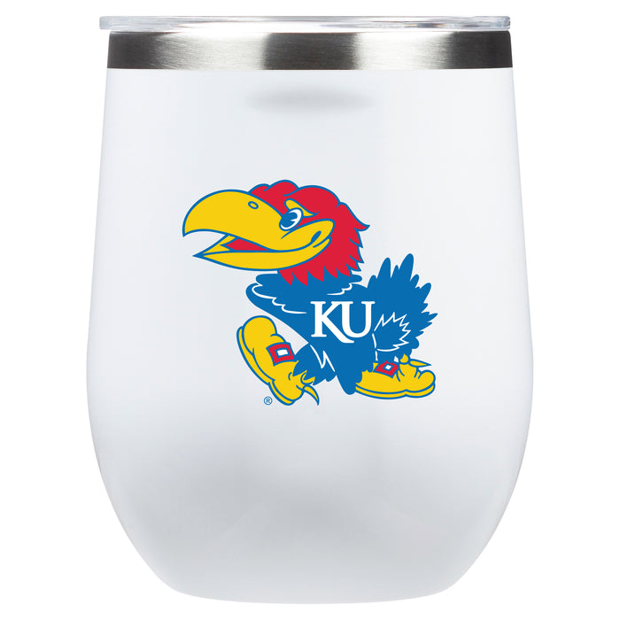 Corkcicle Stemless Wine Glass with Kansas Jayhawks Primary Logo