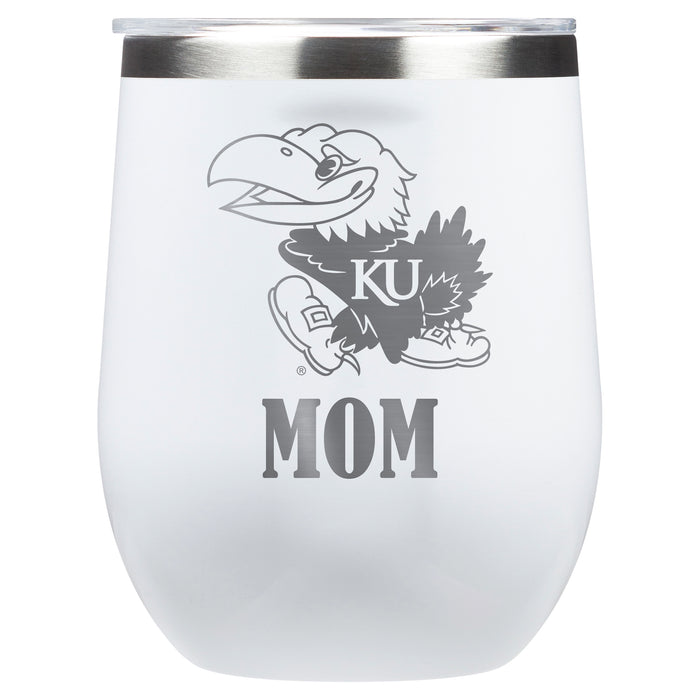 Corkcicle Stemless Wine Glass with Kansas Jayhawks Mom Primary Logo